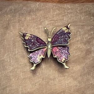 Glitter Purple Butterfly Pin Brooch